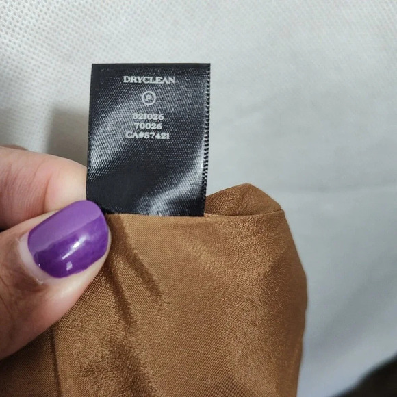 Ann Taylor Brown Pencil Straight Skirt Women Size 0 Rayon Linen Pocket Lined - Picture 8 of 8